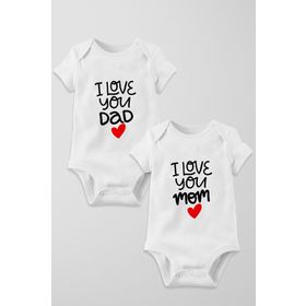 Limon I Love You Dad & Mom 2 Anne Baba Serisi Çıtçıtlı Bebek Body