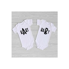 Limon İkiz Bebeklere Özel Baby Baskılı Bebek Zıbın Seti