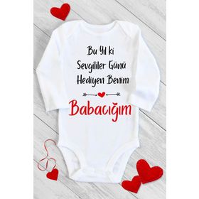 Limon Sevgililer Günü Hediyen Benim Babacığım Uzun Kol Çıtçıtlı Bebek Body
