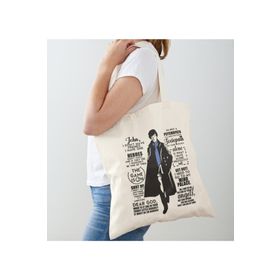 Limon Sherlock Holmes Baskılı Ham Bez Omuz Çantası