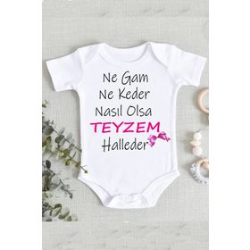 Limon Teyzam Halleder Kız Bebek Beyaz Zıbın Body