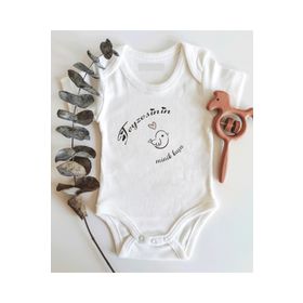 Limon Teyzesinin Minik Kuşu Kalpli Kısa Kol Organik Bebek Body