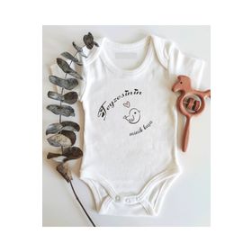 Limon Teyzesinin Minik Kuşu Kalpli Kısa Kol Organik Bebek Body