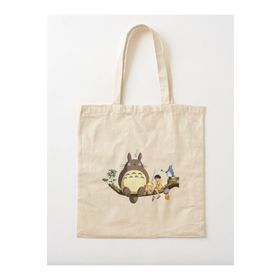 Limon um Totoro Baskılı Ham Bez Omuz Çantası