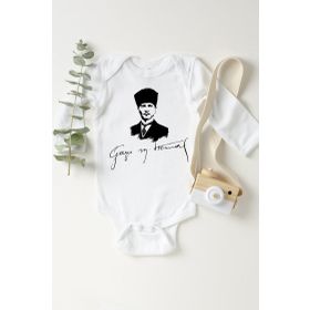 Limon Unisex Bebek Beyaz Atatürk Gazi Mustafa Kemal Çıtçıtlı Body