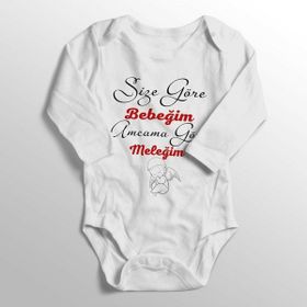 Limon Yenidoğan Bebek Beyaz Size Göre Bebeğim Amcama Göre Meleğim Baskılı Zıbını