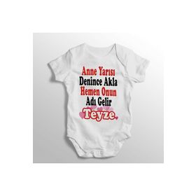 Limon Yenidoğan Beyaz Anne Yarısı Denince Akla Hemen Onun Adı Gelir Teyze Yazılı Baskılı Bebek Zıbını