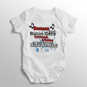 Limon Yenidoğan Beyaz Annem Bütün Gece Uyutmadı Arkadaş Yazılı Baskılı Bebek Zıbını