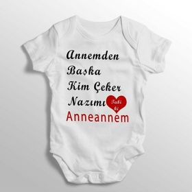 Limon Yenidoğan Beyaz Annemden Başka Kim Çeker Nazımı Tabi Ki Anneannem Yazılı Baskılı Bebek Zıbını