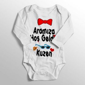 Limon Yenidoğan Beyaz Aramıza Hoş Geldin Kuzen Baskılı Bebek Zıbını