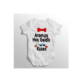 Limon Yenidoğan Beyaz Aramıza Hoş Geldin Kuzen Baskılı Bebek Zıbını