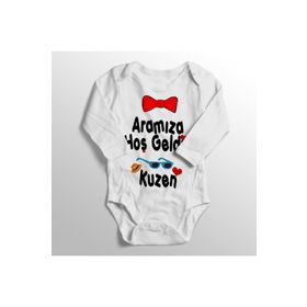 Limon Yenidoğan Beyaz Aramıza Hoş Geldin Kuzen Baskılı Bebek Zıbını
