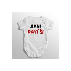 Limon Yenidoğan Beyaz Aynı Dayısı Yazılı Baskılı Bebek Zıbını
