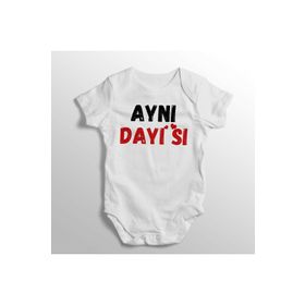 Limon Yenidoğan Beyaz Aynı Dayısı Yazılı Baskılı Bebek Zıbını