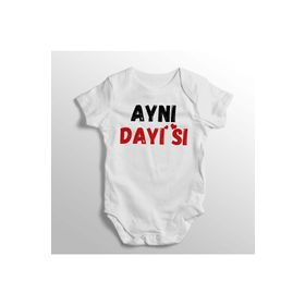 Limon Yenidoğan Beyaz Aynı Dayısı Yazılı Baskılı Bebek Zıbını