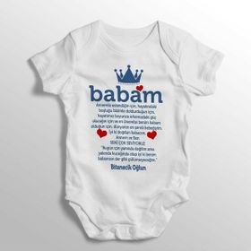 Limon Yenidoğan Beyaz Babam Doğum Günün Kutlu Olsun Bitanecik Oğlun Yazılı Baskılı Bebek Zıbını