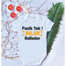 Limon Yenidoğan Beyaz Bebek Baskılı Panik Yok Halam Halleder Pamuklu Çıtçıtlı Body Zıbın
