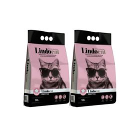 Lindo Cat 2 Adet 10 L Pudra Kokulu Parfümlü Bentonit Topaklanan İnce Taneli Kedi Kumu