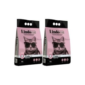 Lindo Cat 2 Adet 10 L Pudra Kokulu Parfümlü Bentonit Topaklanan İnce Taneli Kedi Kumu