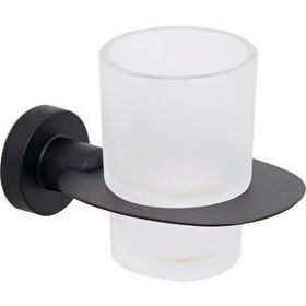 Line Bathroom MASTER Buzlu Cam Mat Siyah Diş Fırçalık