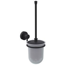 Line Bathroom Master Buzlu Cam Mat Siyah Tuvalet Fırçalık