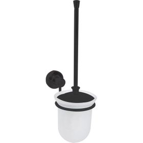 Line Bathroom Master Buzlu Cam Mat Siyah Tuvalet Fırçalık