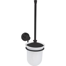 Line Bathroom Master Buzlu Cam Mat Siyah Tuvalet Fırçalık