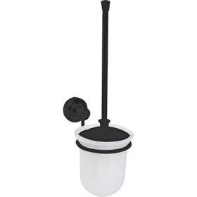 Line Bathroom Master Buzlu Cam Mat Siyah Tuvalet Fırçalık