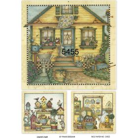 Lineart 5455 Country Ev Koltuk Kuş Kafesi Desen Pirinç Dekupaj Kağıdı
