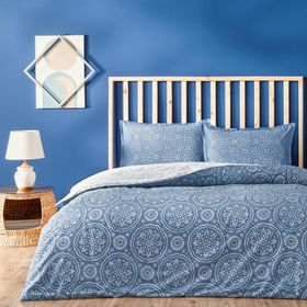 Linens Allday Tuiren Pamuk Saten Mavi Çift Kişilik Nevresim Takımı