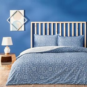 Linens Allday Tuiren Pamuk Saten Mavi Çift Kişilik Nevresim Takımı