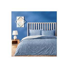 Linens Allday Tuiren Pamuk Saten Mavi Çift Kişilik Nevresim Takımı