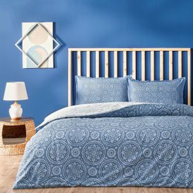 Linens Allday Tuiren Pamuk Saten Mavi Çift Kişilik Nevresim Takımı