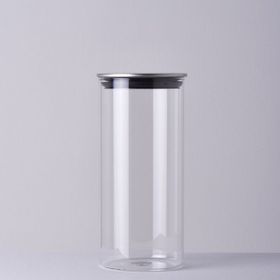 Linens Basic Cam Metal Kapak 10x10x22 cm Kavanoz