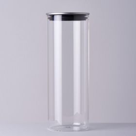 Linens Basic Cam Metal Kapak 10x10x28 cm Kavanoz