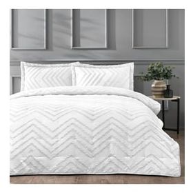 Linens Borneo Beyaz Çift Kişilik Yatak Örtüsü Seti