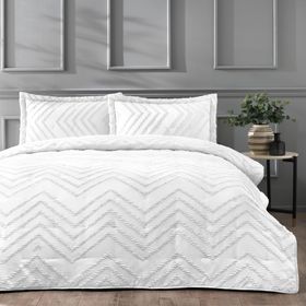 Linens Borneo Beyaz Çift Kişilik Yatak Örtüsü Seti