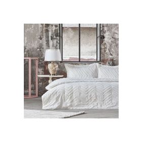 Linens Borneo Beyaz Çift Kişilik Yatak Örtüsü Seti