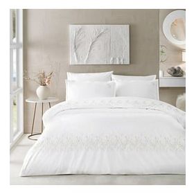 Linens Brode Chıffon Pamuk Beyaz King Nevresim Takımı