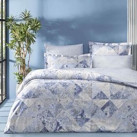 Linens Elation Pamuk Saten Mavi 200x220 cm Çift Kişilik Nevresim Takımı