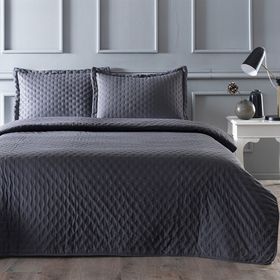 Linens Gardenia Antrasit Çift Kişilik Yatak Örtüsü Seti