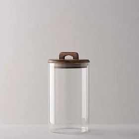 Linens Handle Cam Akasya Kapak 10x10x19 cm Kavanoz