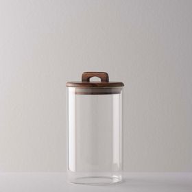 Linens Handle Cam Akasya Kapak 10x10x19 cm Kavanoz