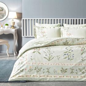 Linens Jumble Pamuk Saten Yeşil Çift Kişilik Nevresim Takımı