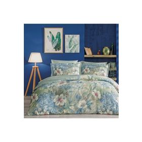 Linens Laima Pamuk Saten Mavi 200x220 cm Çift Kişilik Nevresim Takımı