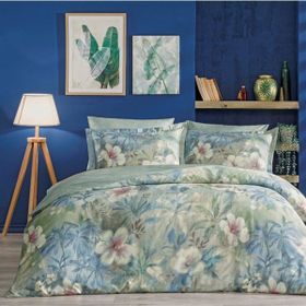 Linens Laima Pamuk Saten Mavi 200x220 cm Çift Kişilik Nevresim Takımı