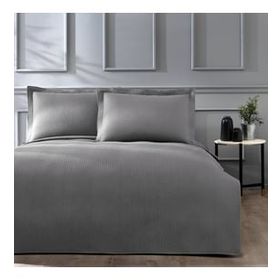 Linens Mist Gri Çift Kişilik Yatak Örtüsü Seti
