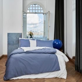 Linens Mix Match İndigo Pamuk Saten Çift Kişilik Nevresim Kılıfı