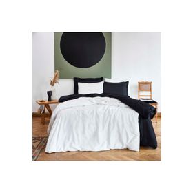 Linens Mix Match Siyah Pamuk Saten Çift Kişilik Nevresim Kılıfı