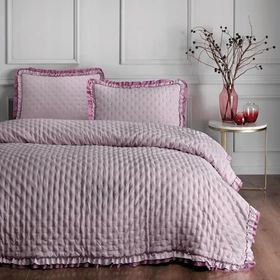 Linens Scarlett Lila Çift Kişilik Yatak Örtüsü Seti